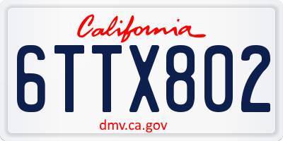 CA license plate 6TTX802
