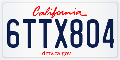 CA license plate 6TTX804