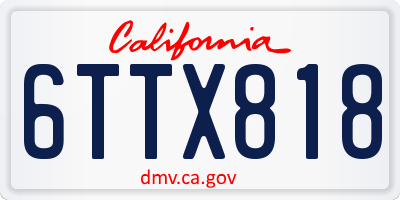 CA license plate 6TTX818