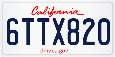 CA license plate 6TTX820