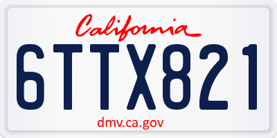 CA license plate 6TTX821