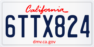 CA license plate 6TTX824