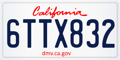 CA license plate 6TTX832