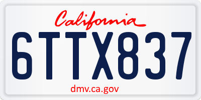 CA license plate 6TTX837