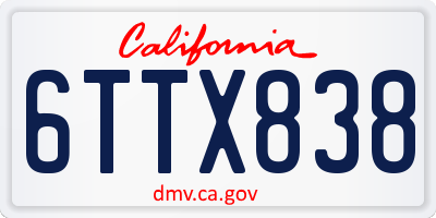 CA license plate 6TTX838