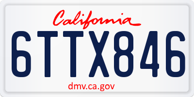 CA license plate 6TTX846