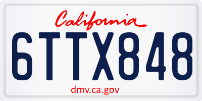 CA license plate 6TTX848