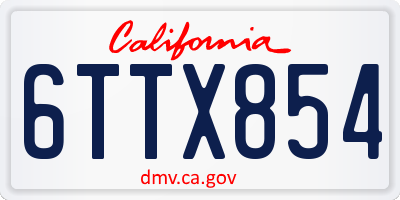 CA license plate 6TTX854