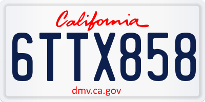 CA license plate 6TTX858
