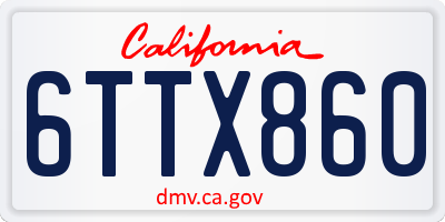 CA license plate 6TTX860