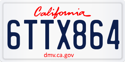 CA license plate 6TTX864