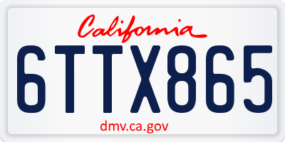 CA license plate 6TTX865