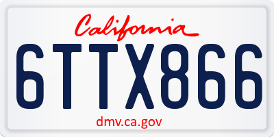 CA license plate 6TTX866