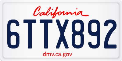 CA license plate 6TTX892