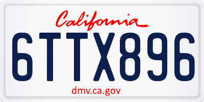 CA license plate 6TTX896