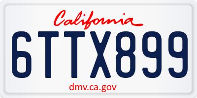 CA license plate 6TTX899