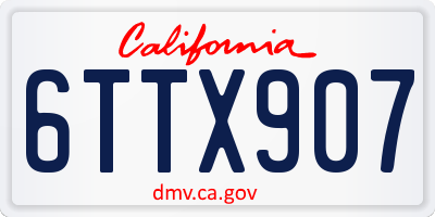 CA license plate 6TTX907