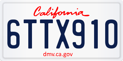 CA license plate 6TTX910