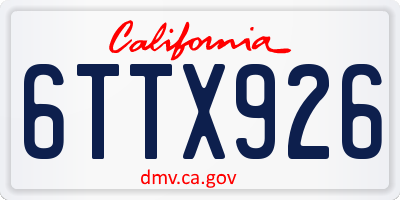 CA license plate 6TTX926