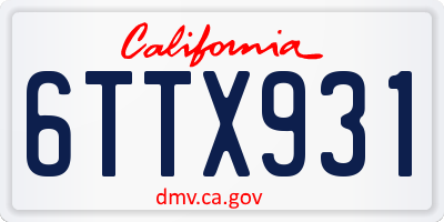 CA license plate 6TTX931