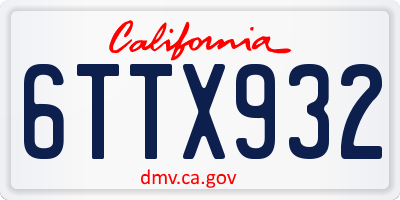 CA license plate 6TTX932