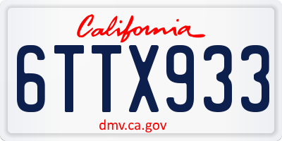 CA license plate 6TTX933