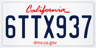 CA license plate 6TTX937