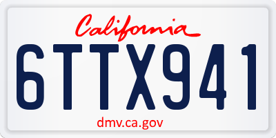 CA license plate 6TTX941