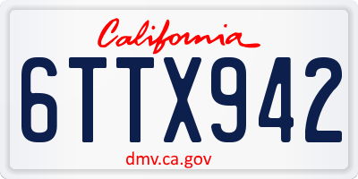 CA license plate 6TTX942
