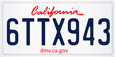 CA license plate 6TTX943