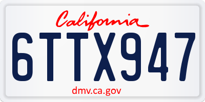 CA license plate 6TTX947