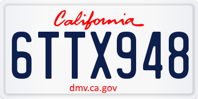 CA license plate 6TTX948
