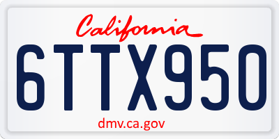 CA license plate 6TTX950
