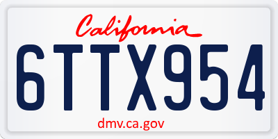 CA license plate 6TTX954