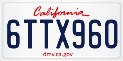 CA license plate 6TTX960
