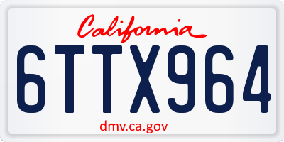 CA license plate 6TTX964