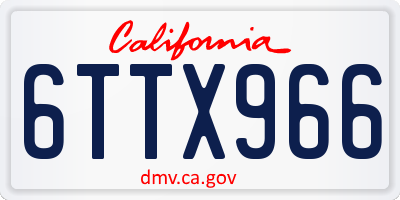 CA license plate 6TTX966