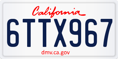 CA license plate 6TTX967