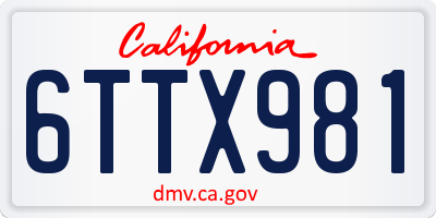 CA license plate 6TTX981