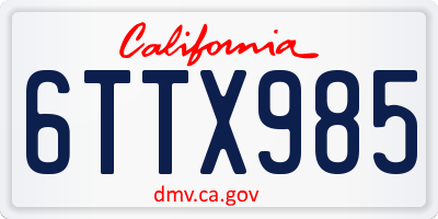 CA license plate 6TTX985