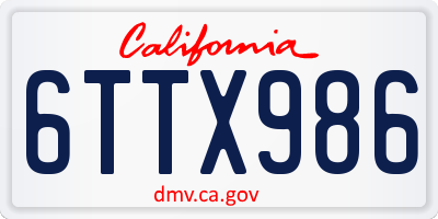 CA license plate 6TTX986