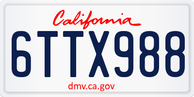 CA license plate 6TTX988
