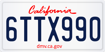 CA license plate 6TTX990