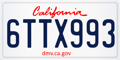 CA license plate 6TTX993