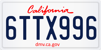 CA license plate 6TTX996