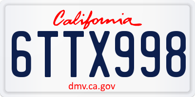 CA license plate 6TTX998