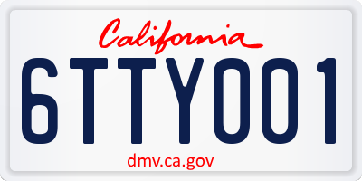 CA license plate 6TTY001
