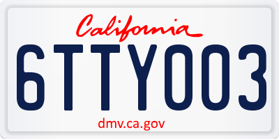 CA license plate 6TTY003