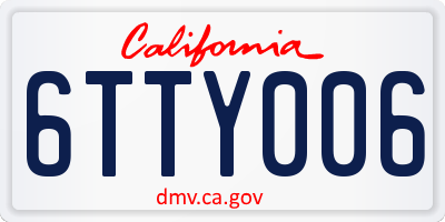 CA license plate 6TTY006