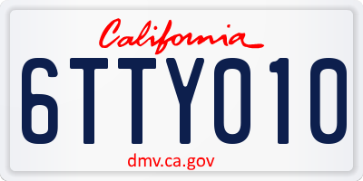 CA license plate 6TTY010